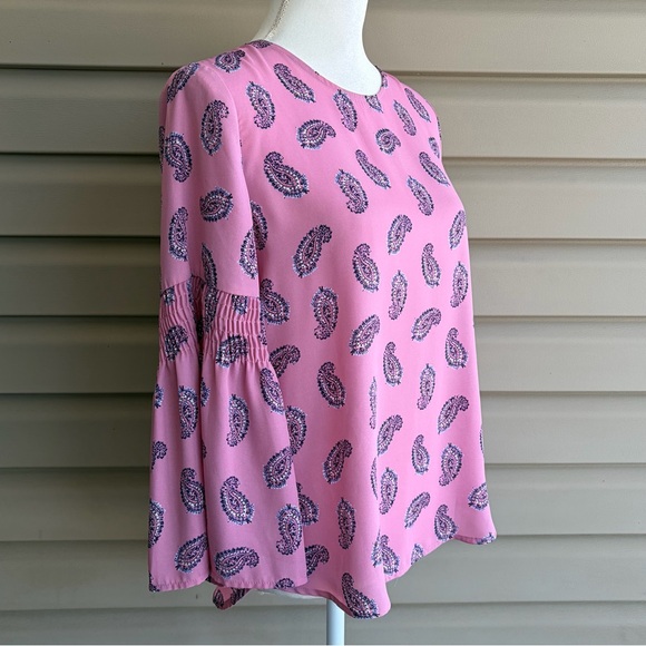•New York & Company• Pink Paisley Long Sleeve Blouse - Size Small - Picture 4 of 8